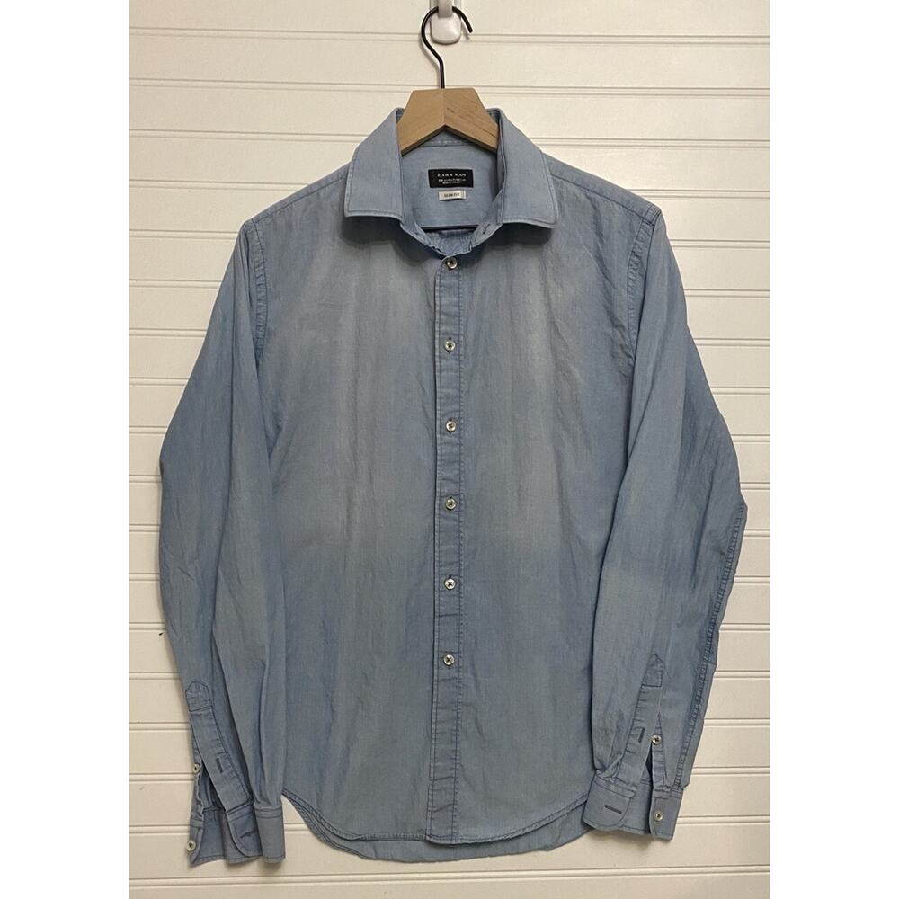 Zara Man Mens Classic Sport Slim Fit Blue Size US 15 M Euro 40